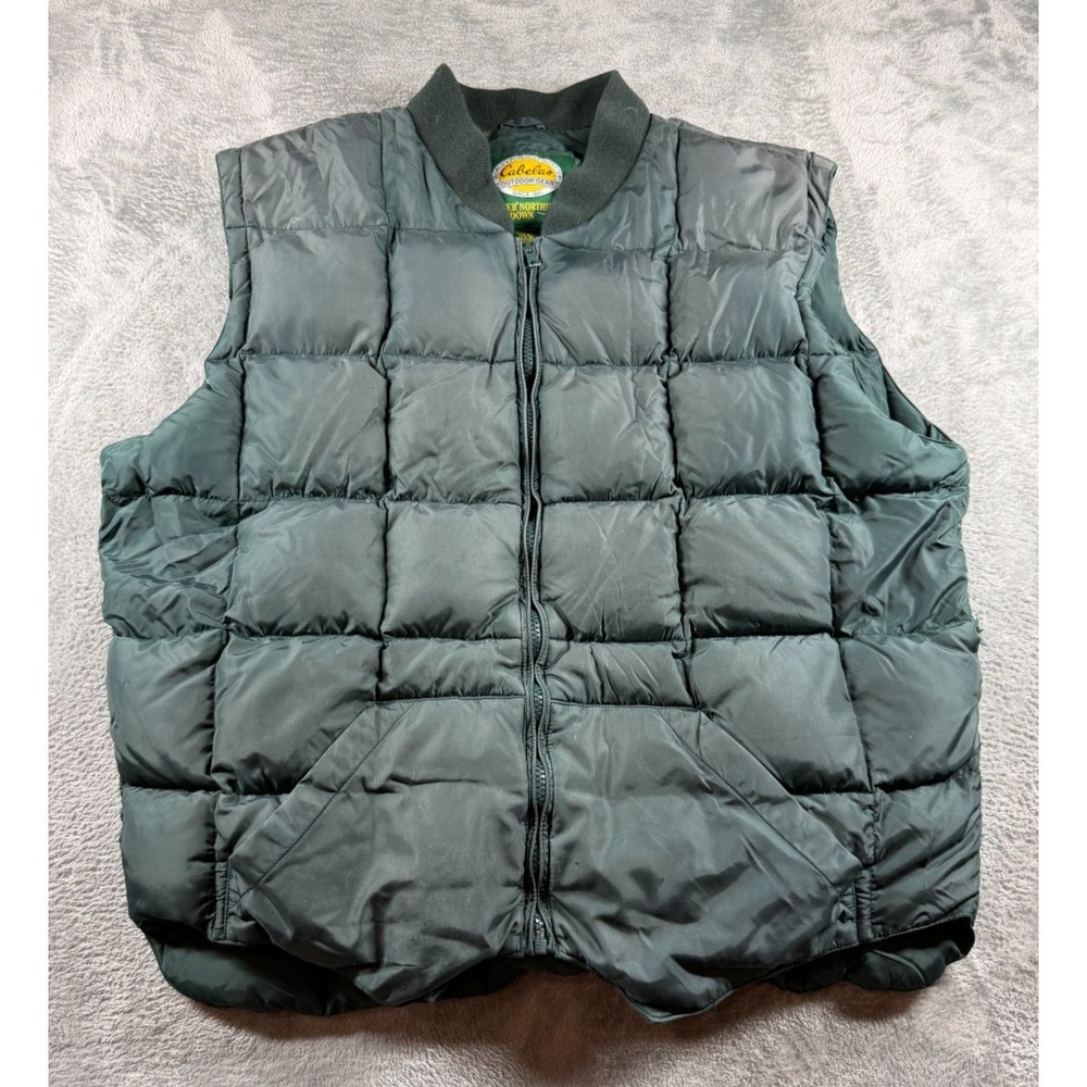Cabela's Premier Northern Goose Down Vest Mens L Tall Green Puffer
